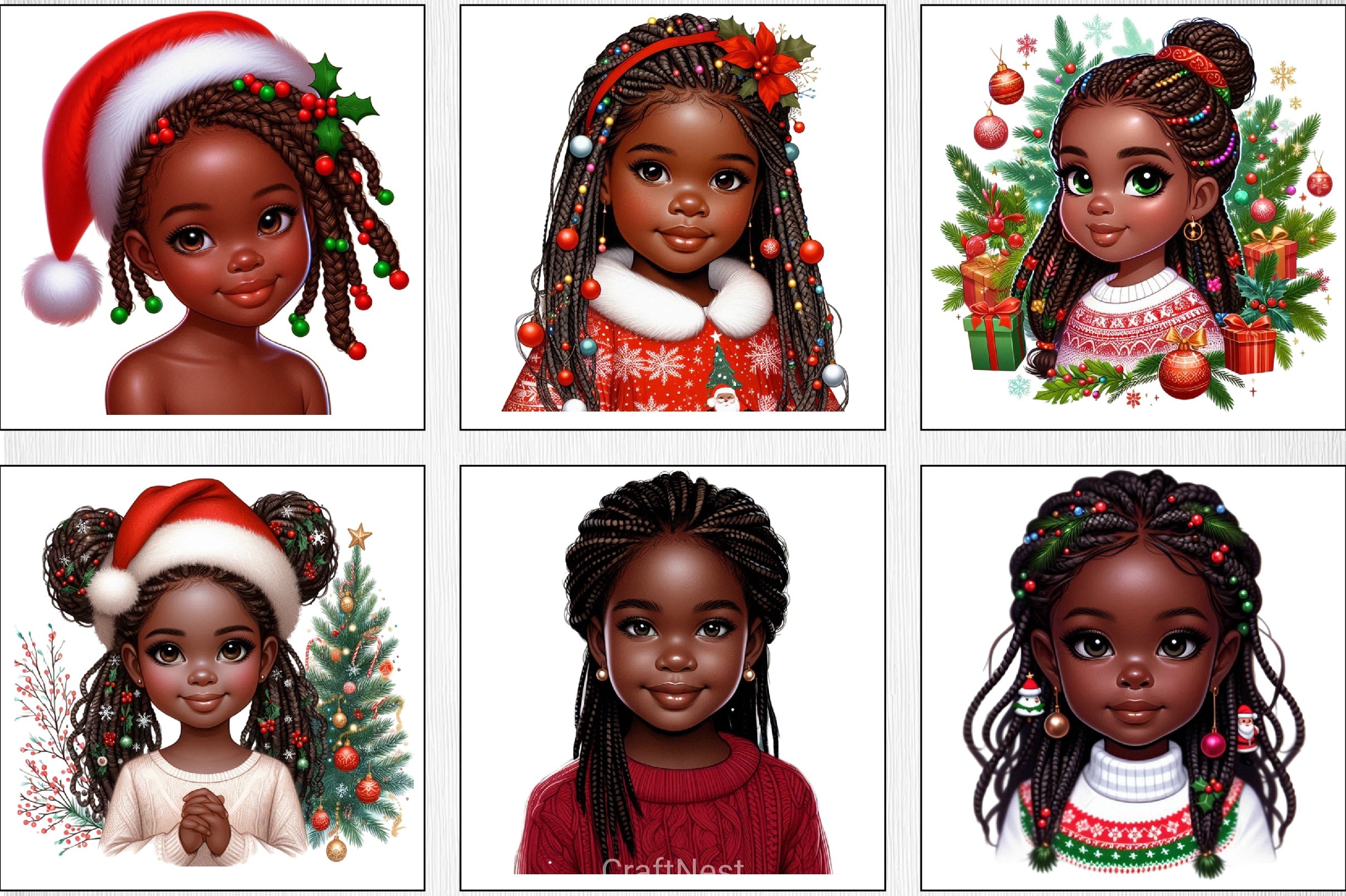 Christmas Black Girl Clipart Bundle 3 - CraftNest - Digital Crafting and Art