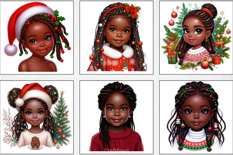 Christmas Black Girl Clipart Bundle 3 - CraftNest - Digital Crafting and Art