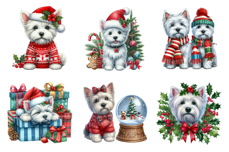 Christmas Westie Dog Clipart Set - CraftNest - Digital Crafting and Art