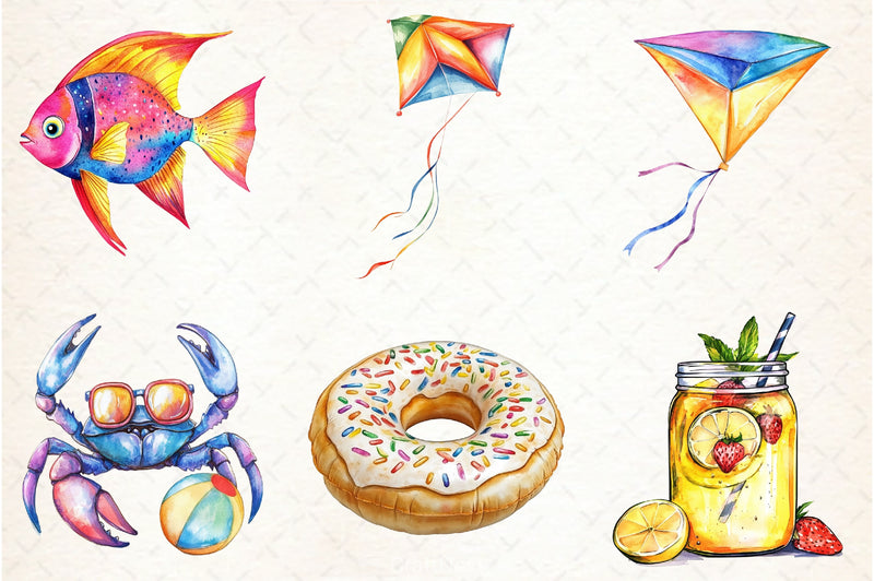 Summer Beach Fun Clipart Set - CraftNest - Digital Crafting and Art