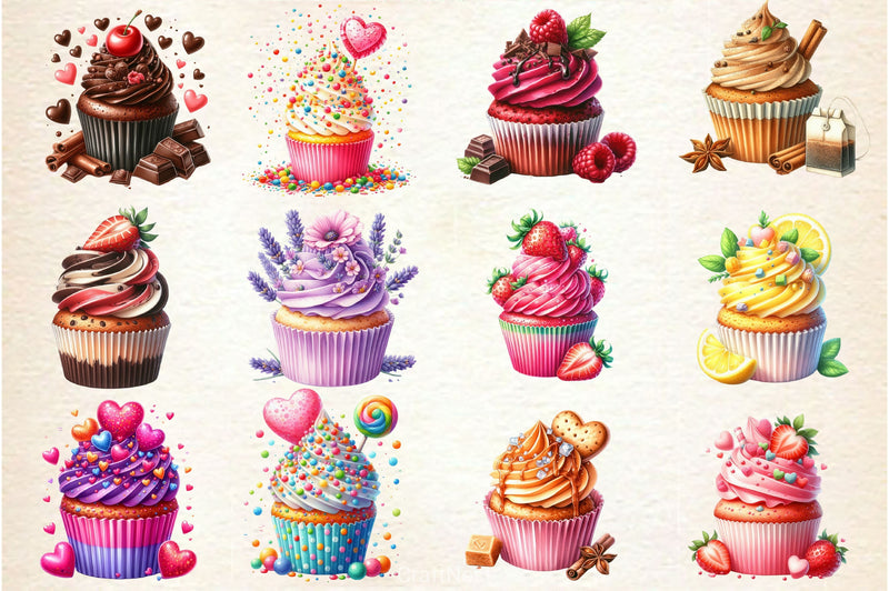 Valentine Cupcake Clipart Bundle 1 - CraftNest - Digital Crafting and Art