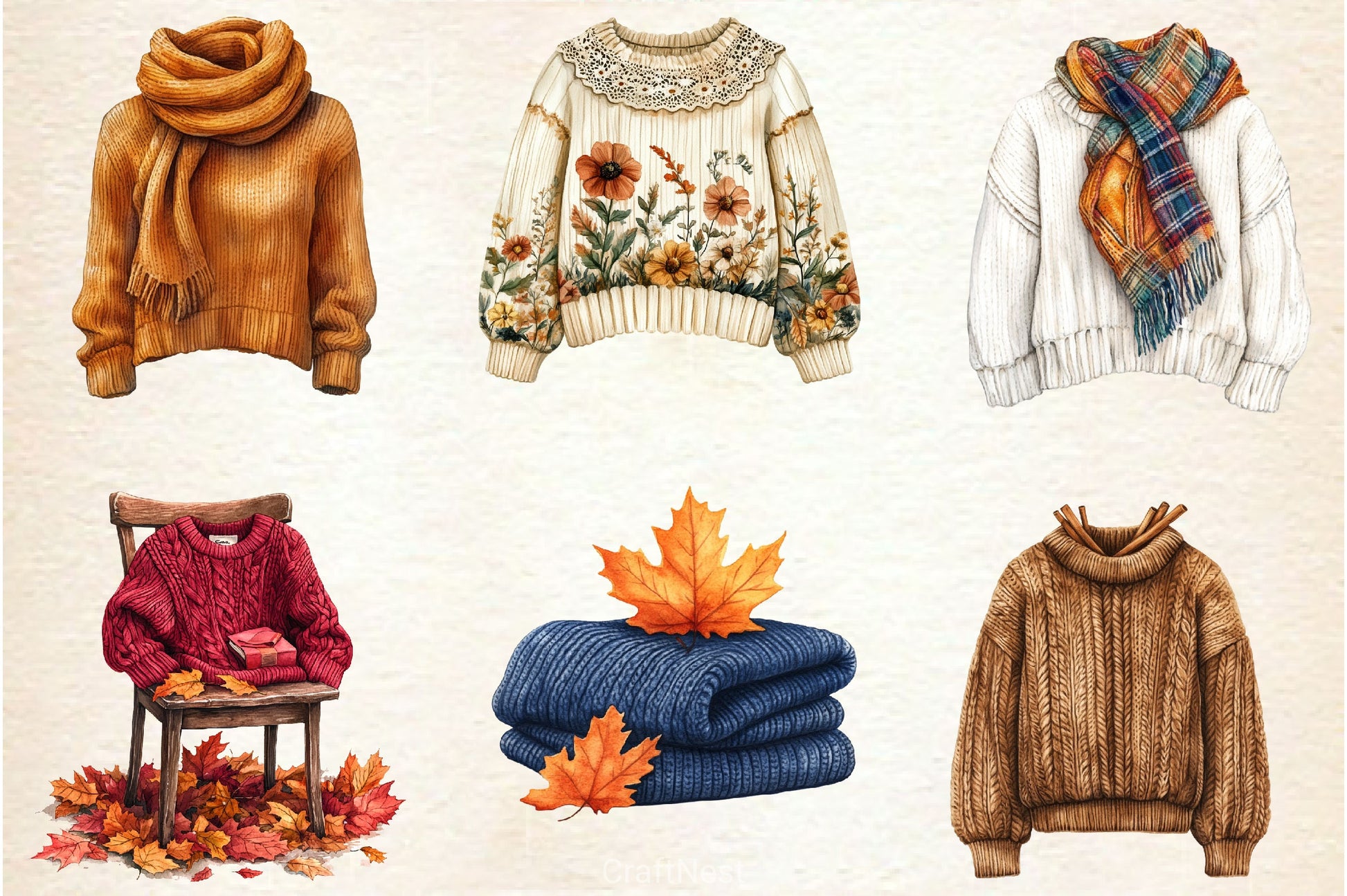 Sweater Weather Fall Clipart Bundle - CraftNest - Digital Crafting and Art