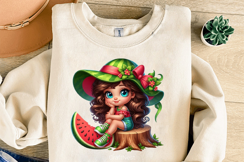 Watermelon Girl Clipart Bundle - CraftNest - Digital Crafting and Art