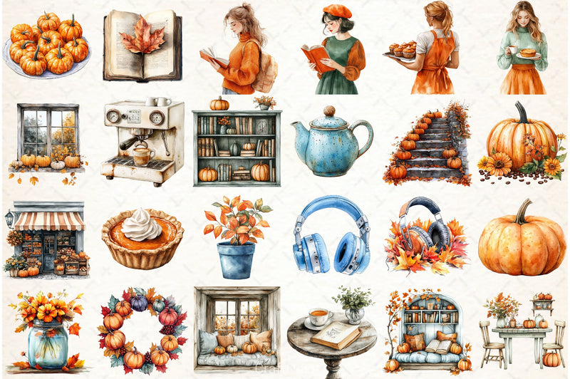 Autumn Pumpkin Caf√© Clipart Bundle - CraftNest - Digital Crafting and Art