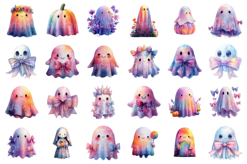 Iridescent Halloween Ghost Clipart Bundle 8 - CraftNest - Digital Crafting and Art