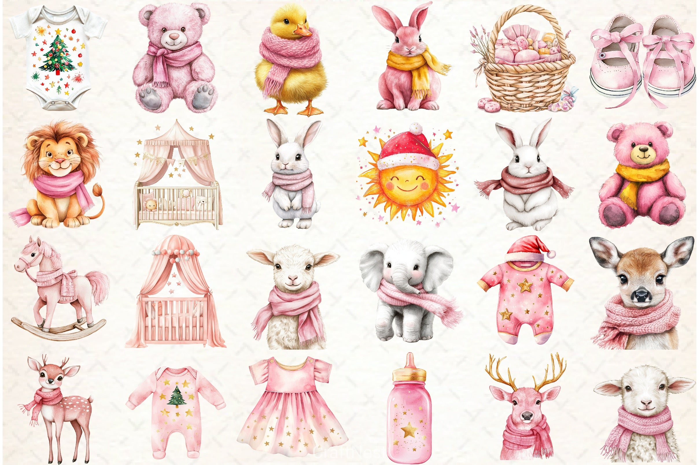 Baby's 1st Pink Christmas Clipart Bundle - CraftNest - Digital Crafting and Art