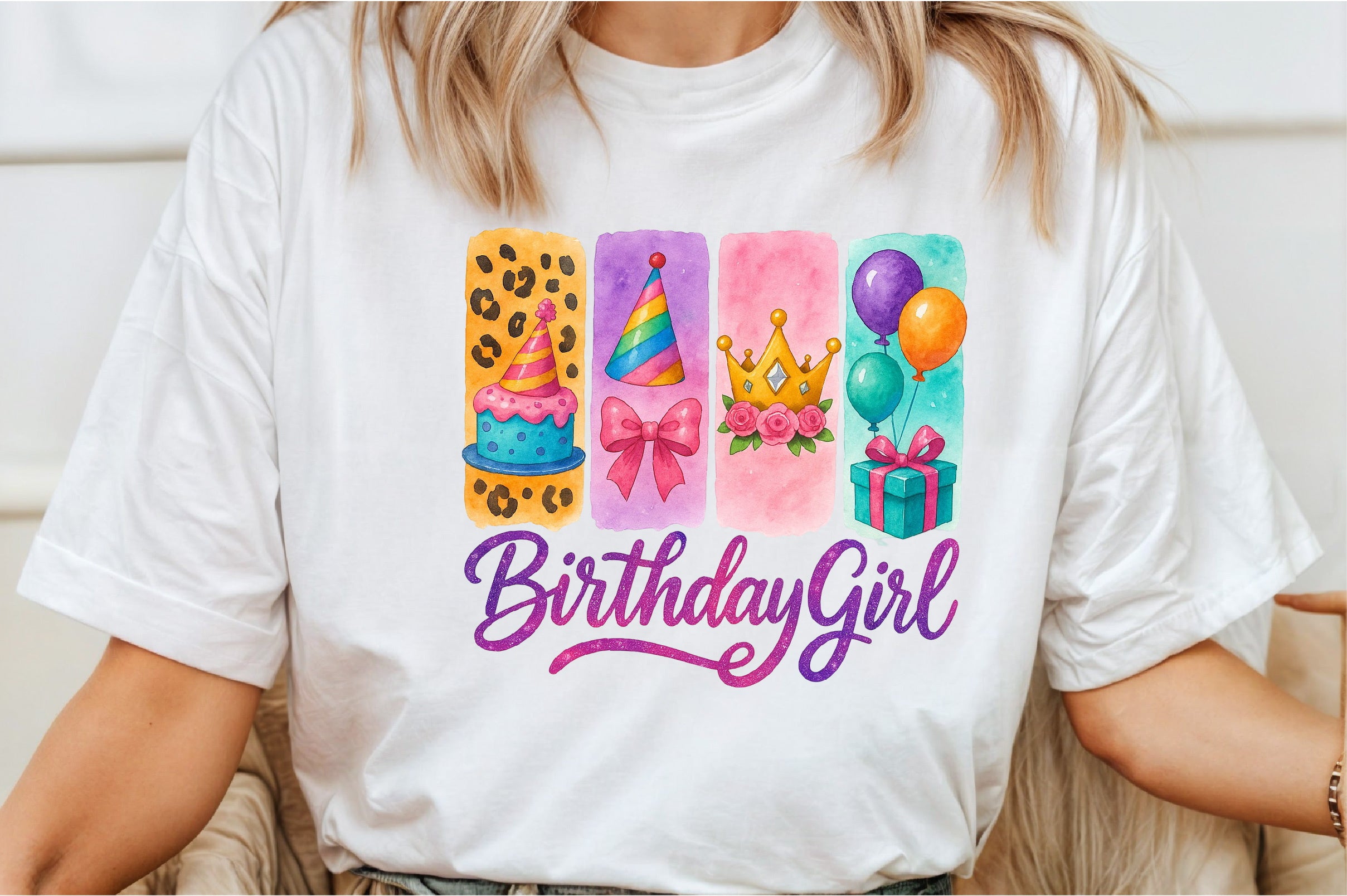 Brushstroke Birthday Girl Clipart Bundle