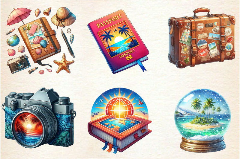 Vacation Summer Trip Clipart Bundle - CraftNest - Digital Crafting and Art