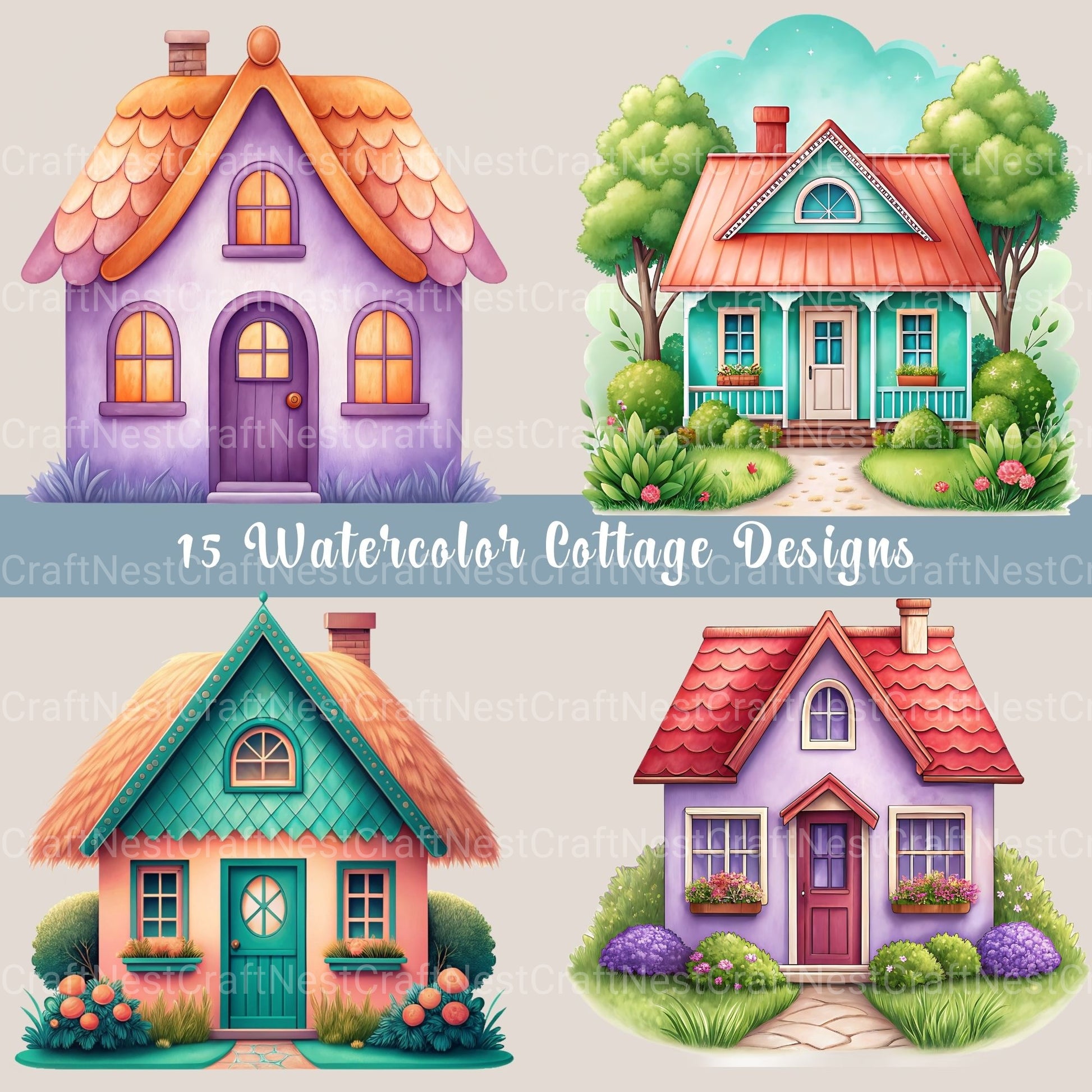 Cottages Clipart Bundle - CraftNest - Digital Crafting and Art