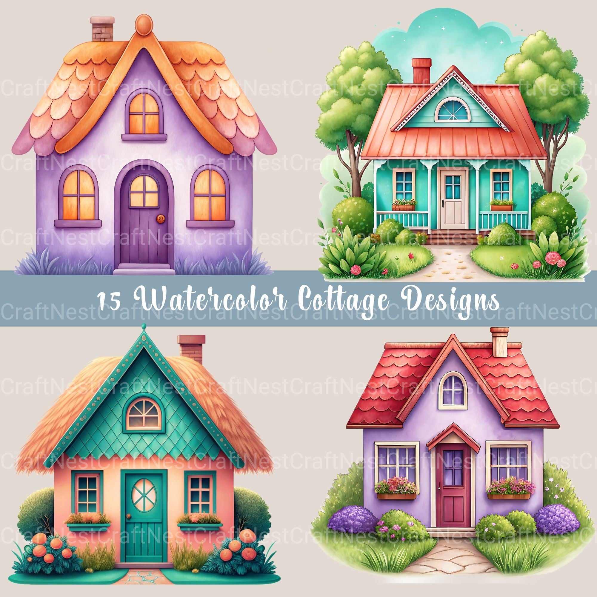 Cottages Clipart Bundle - CraftNest - Digital Crafting and Art
