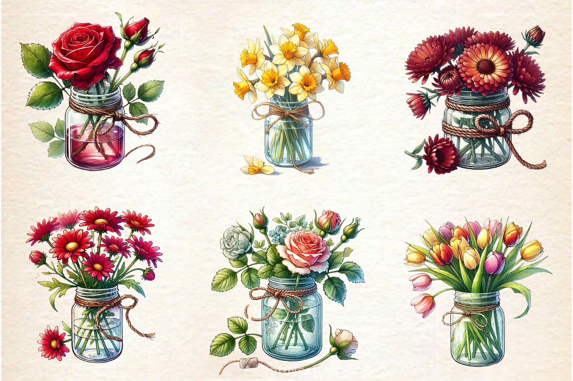 Spring Mason Jars Clipart Bundle 2 - CraftNest - Digital Crafting and Art