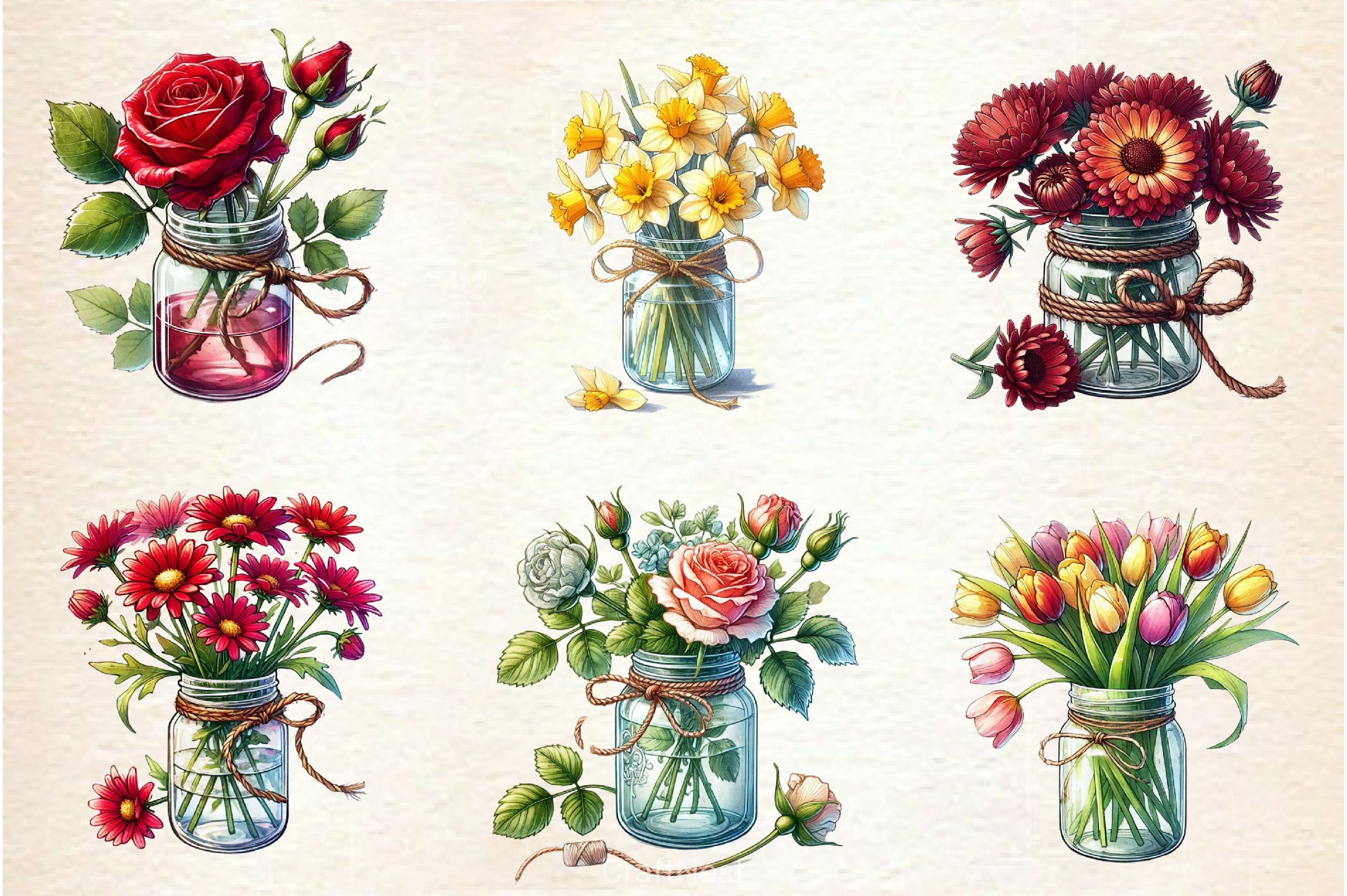 Spring Mason Jars Clipart Bundle 2 - CraftNest - Digital Crafting and Art