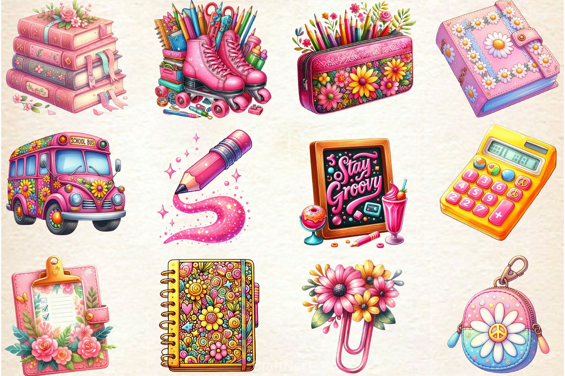 Groovy School Clipart Bundle 3 - CraftNest - Digital Crafting and Art