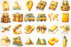 Cute Yellow Travel Clipart Bundle 1 - CraftNest - Digital Crafting and Art