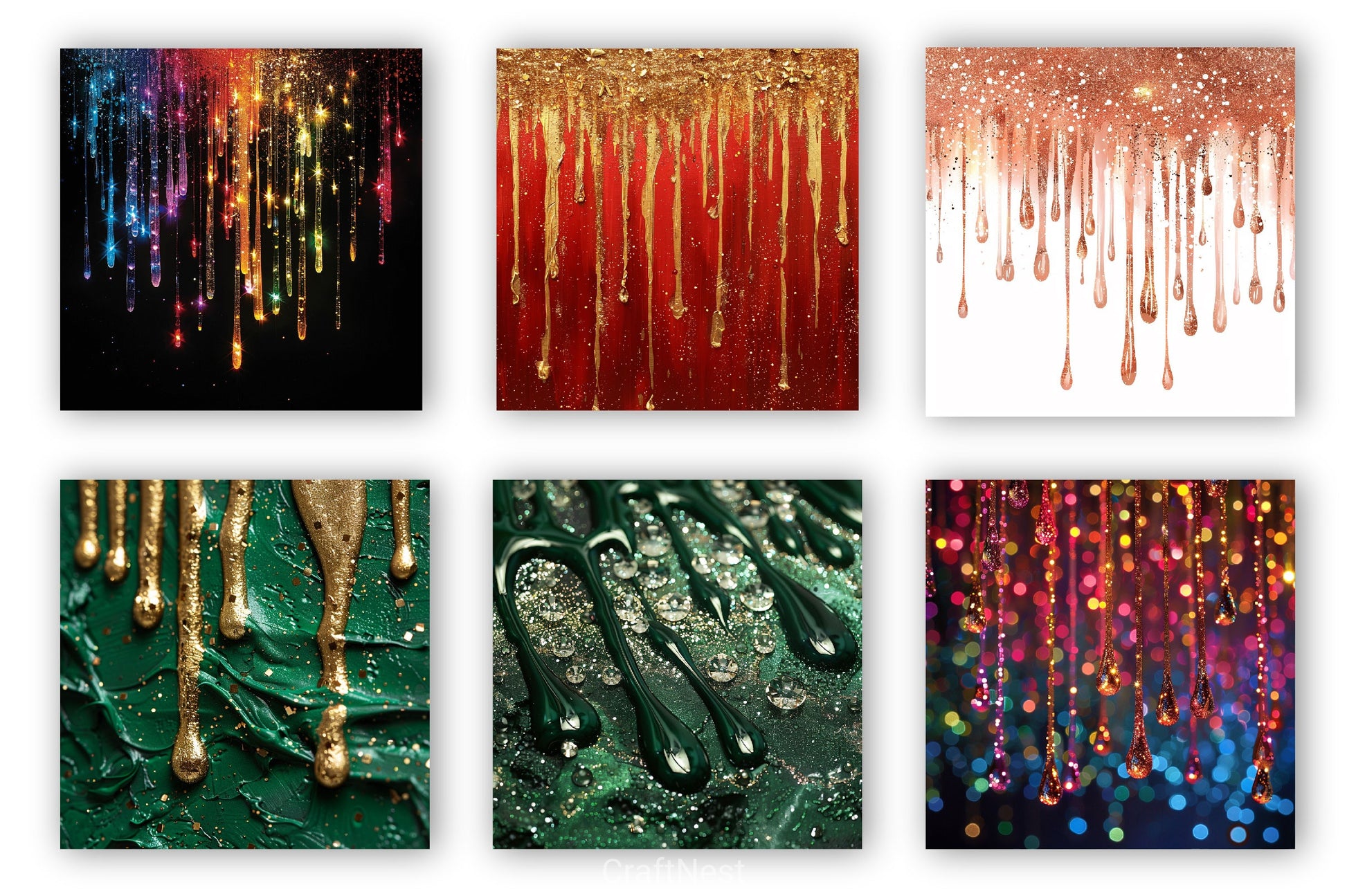 Christmas Dripping Glitter Digital Paper 3 - CraftNest - Digital Crafting and Art
