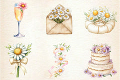 Pastel Daisies Wedding Clipart Bundle - CraftNest - Digital Crafting and Art