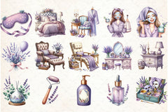 Lavender Pajama Spa Clipart Bundle - CraftNest - Digital Crafting and Art