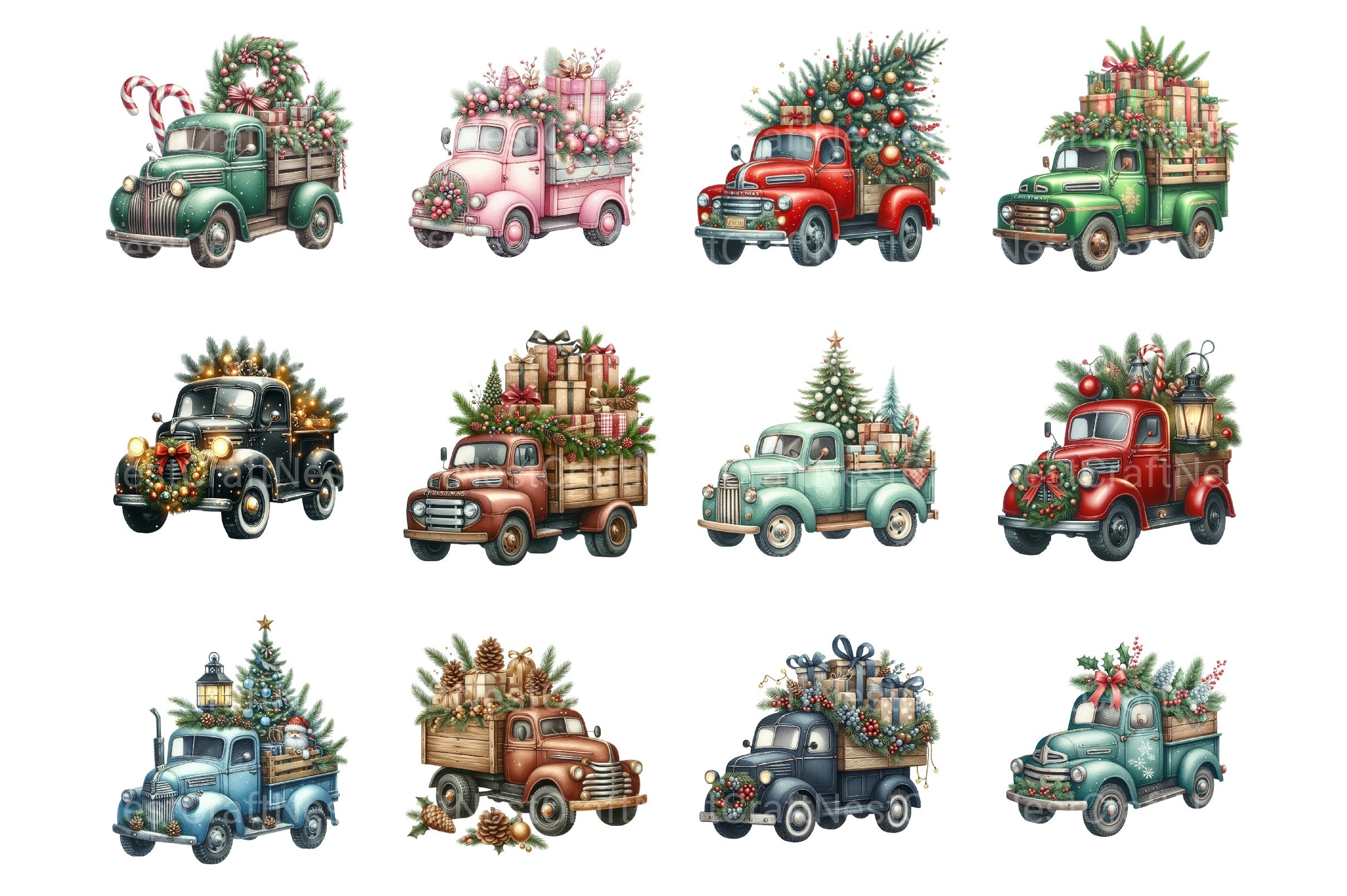 Christmas Trucks Clipart Bundle - CraftNest - Digital Crafting and Art