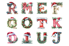 Christmas Alphabet Letters Reindeer Santa Snowman Clipart Bundle - CraftNest - Digital Crafting and Art