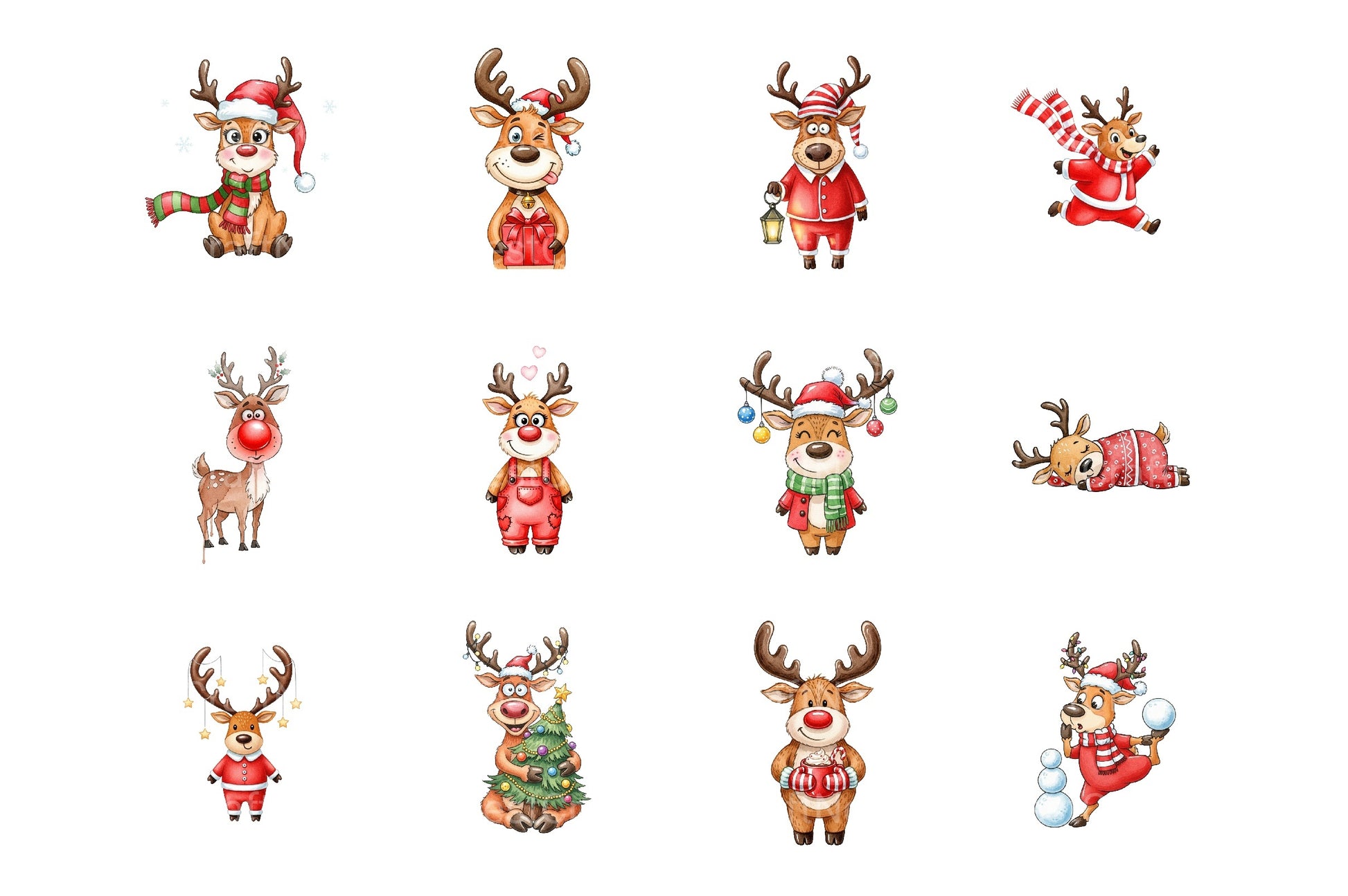 Quirky Funny Christmas Reindeer Clipart Bundle - CraftNest - Digital Crafting and Art