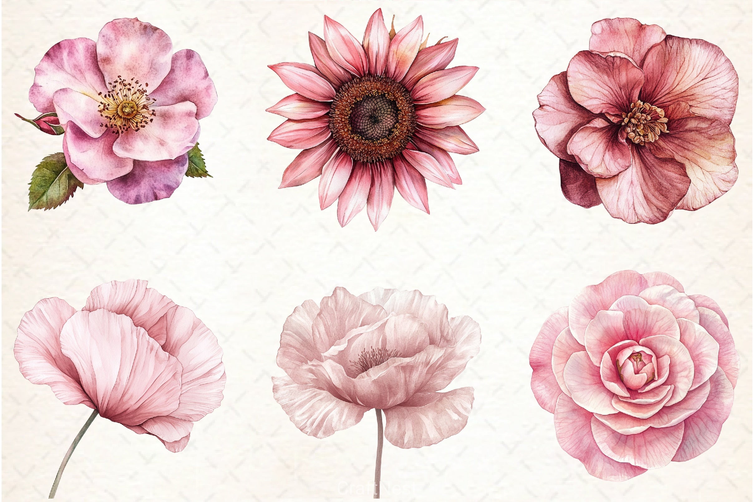 Dusty Pink Flowers Clipart Bundle - CraftNest - Digital Crafting and Art