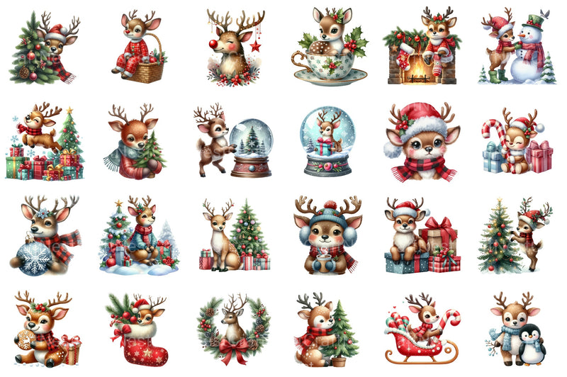 Cute Reindeer & Santa Funny Christmas Clipart Bundle - CraftNest - Digital Crafting and Art