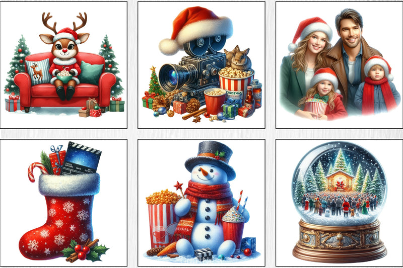 Christmas Movie Night Clipart Bundle 4 - CraftNest - Digital Crafting and Art