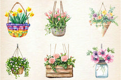 Spring Hanging Planters Clipart Bundle - CraftNest - Digital Crafting and Art