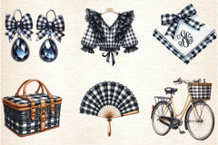 Luxury Black Gingham Summer Clipart Bundle - CraftNest - Digital Crafting and Art