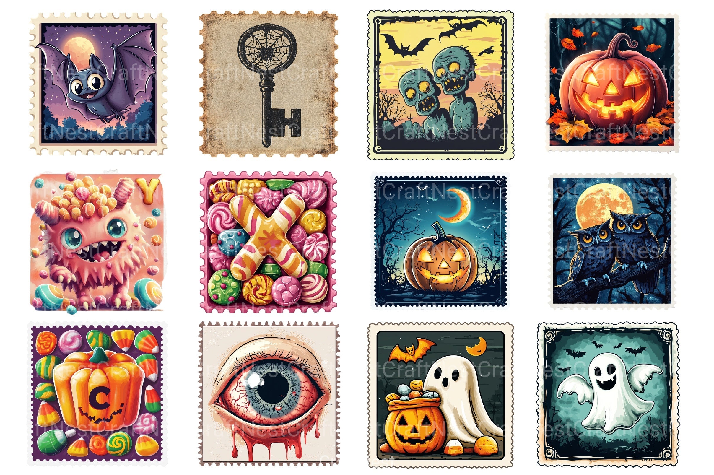 Cute Halloween Alphabet Clipart Bundle - CraftNest - Digital Crafting and Art