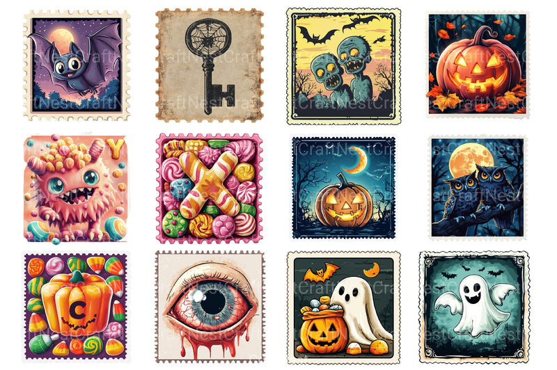 Cute Halloween Alphabet Clipart Bundle - CraftNest - Digital Crafting and Art