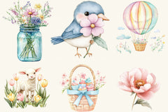 Happy Pastel Spring Clipart Bundle - CraftNest - Digital Crafting and Art
