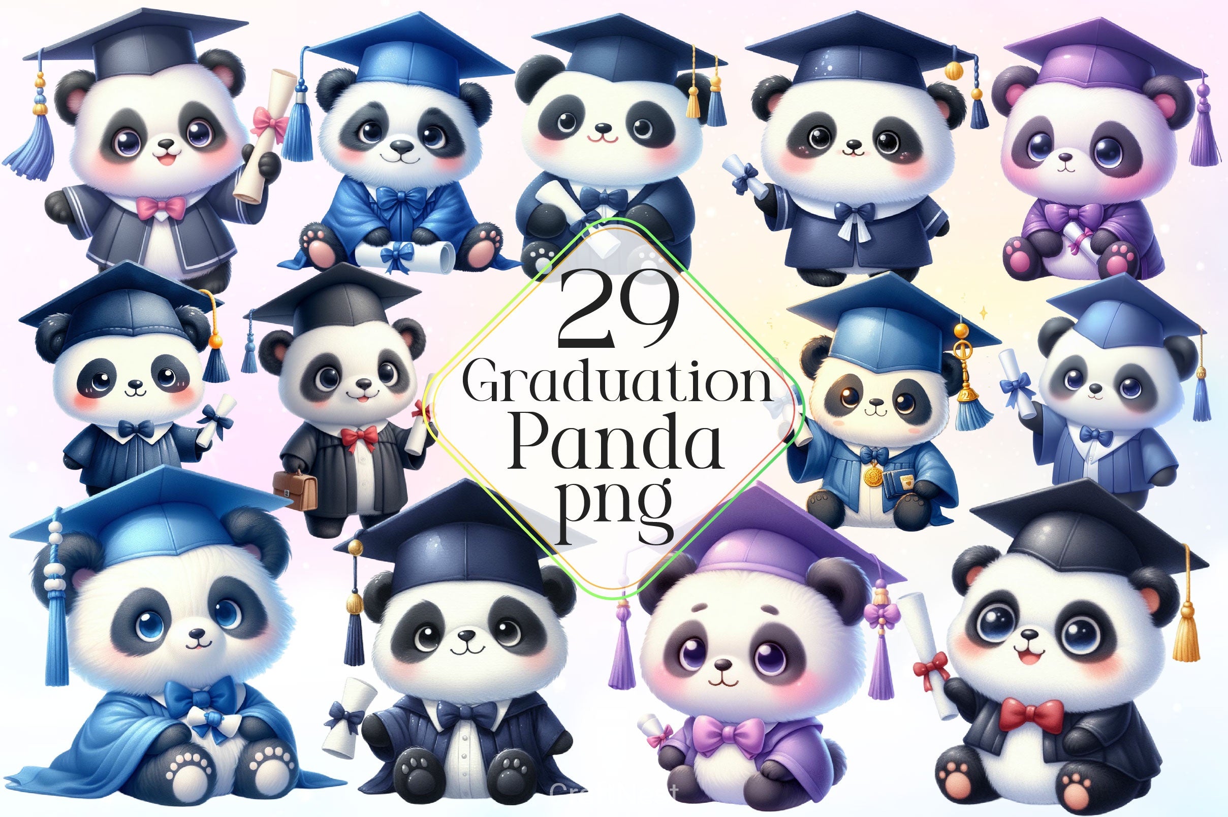 Graduation Panda Clipart Bundle - CraftNest - Digital Crafting and Art
