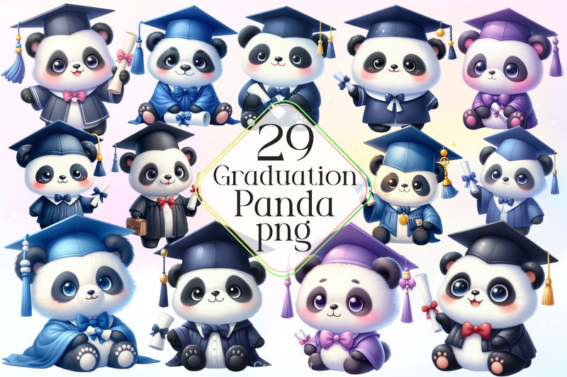 Graduation Panda Clipart Bundle - CraftNest - Digital Crafting and Art