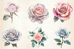 Blush And Silver Glam Roses Clipart Bundle - CraftNest - Digital Crafting and Art