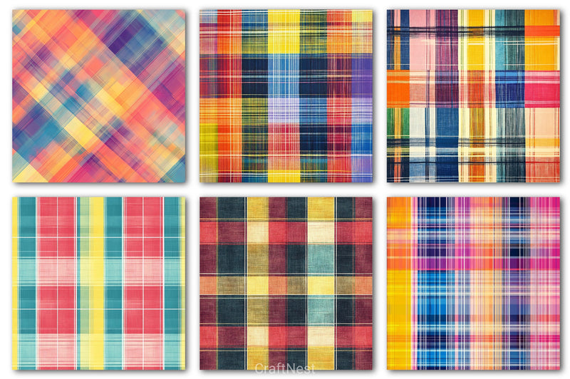 Colorful Plaid Digital Paper - CraftNest - Digital Crafting and Art