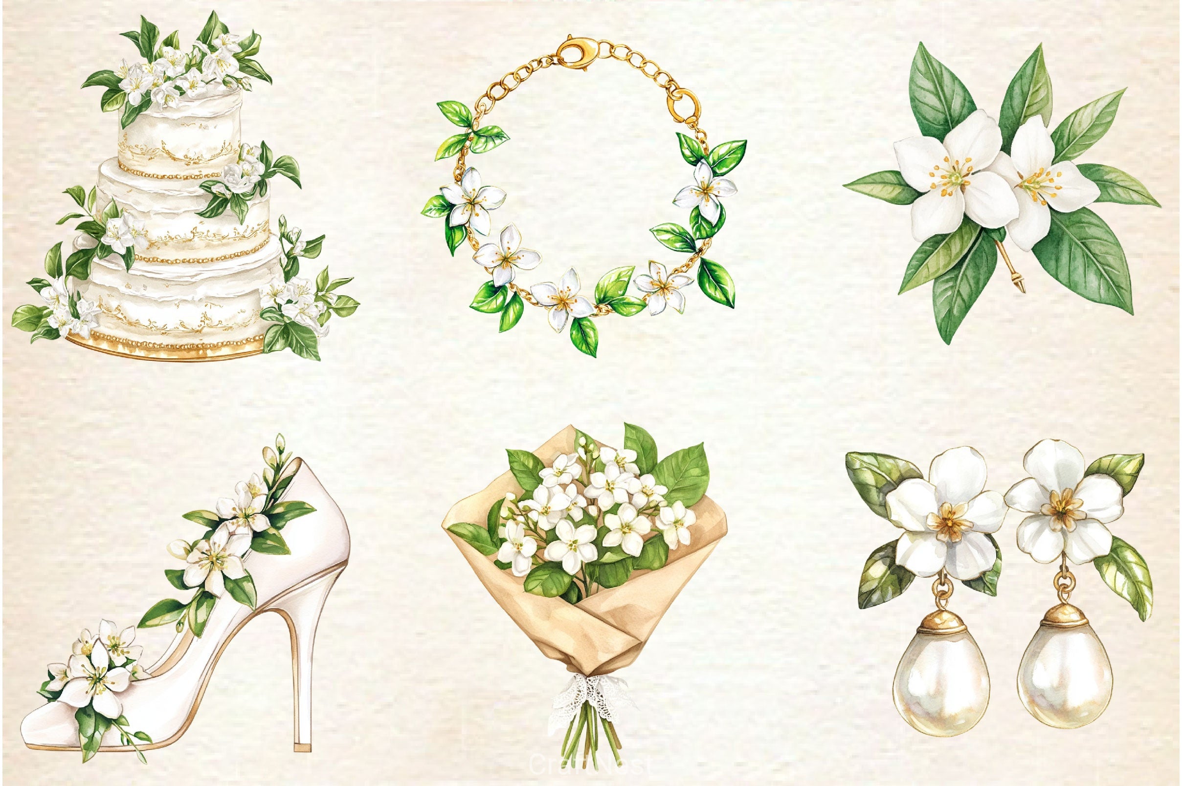 Jasmine Wedding Decor Clipart Bundle - CraftNest - Digital Crafting and Art
