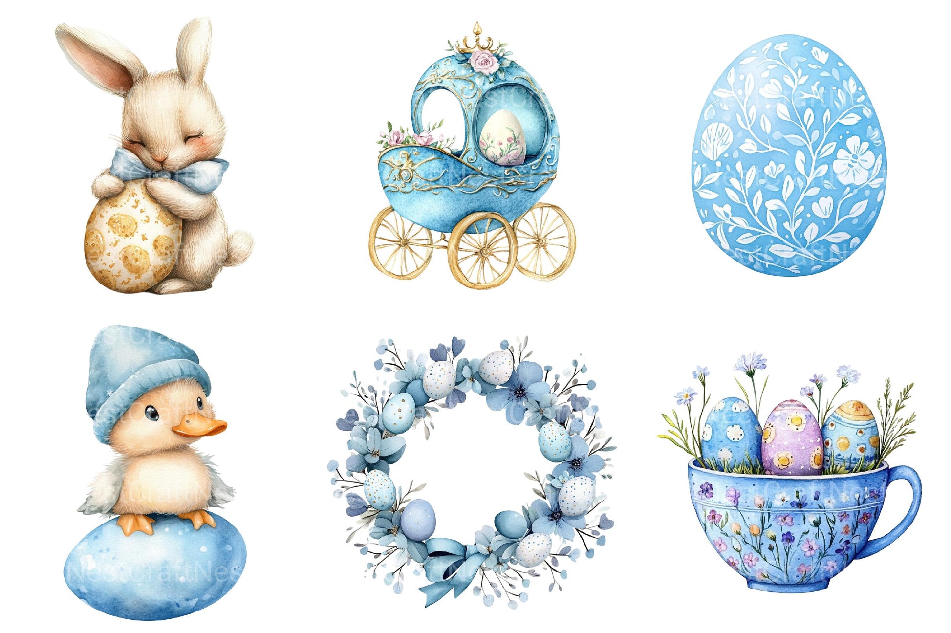 Blue Easter Clipart - CraftNest - Digital Crafting and Art