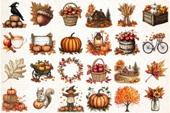 Vintage Autumn Clipart Bundle - CraftNest - Digital Crafting and Art