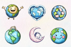 Cute Earth Clipart Bundle - CraftNest - Digital Crafting and Art