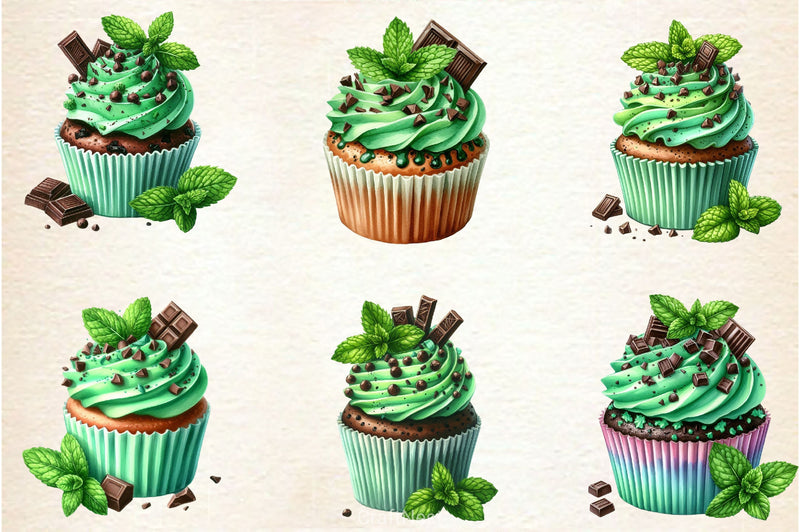 Minty Fresh Cupcake Clipart Bundle - CraftNest - Digital Crafting and Art