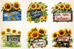 Summer Sunflowers Signs Clipart Bundle - CraftNest - Digital Crafting and Art