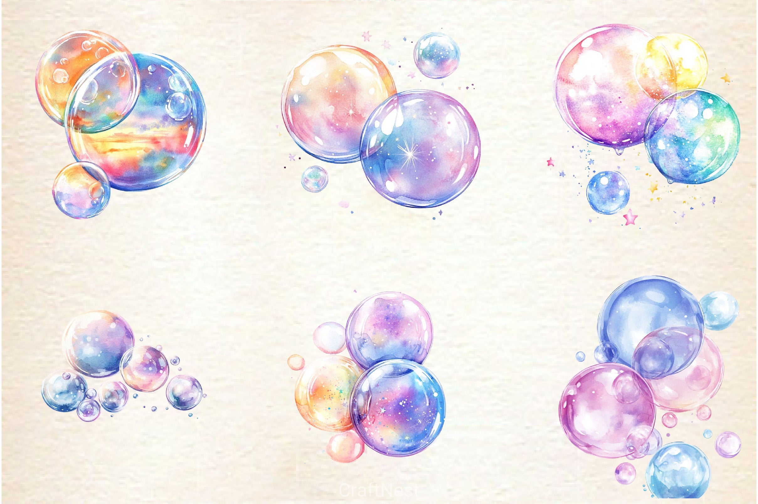 Pastel Soap Bubbles Clipart Bundle 2 - CraftNest - Digital Crafting and Art