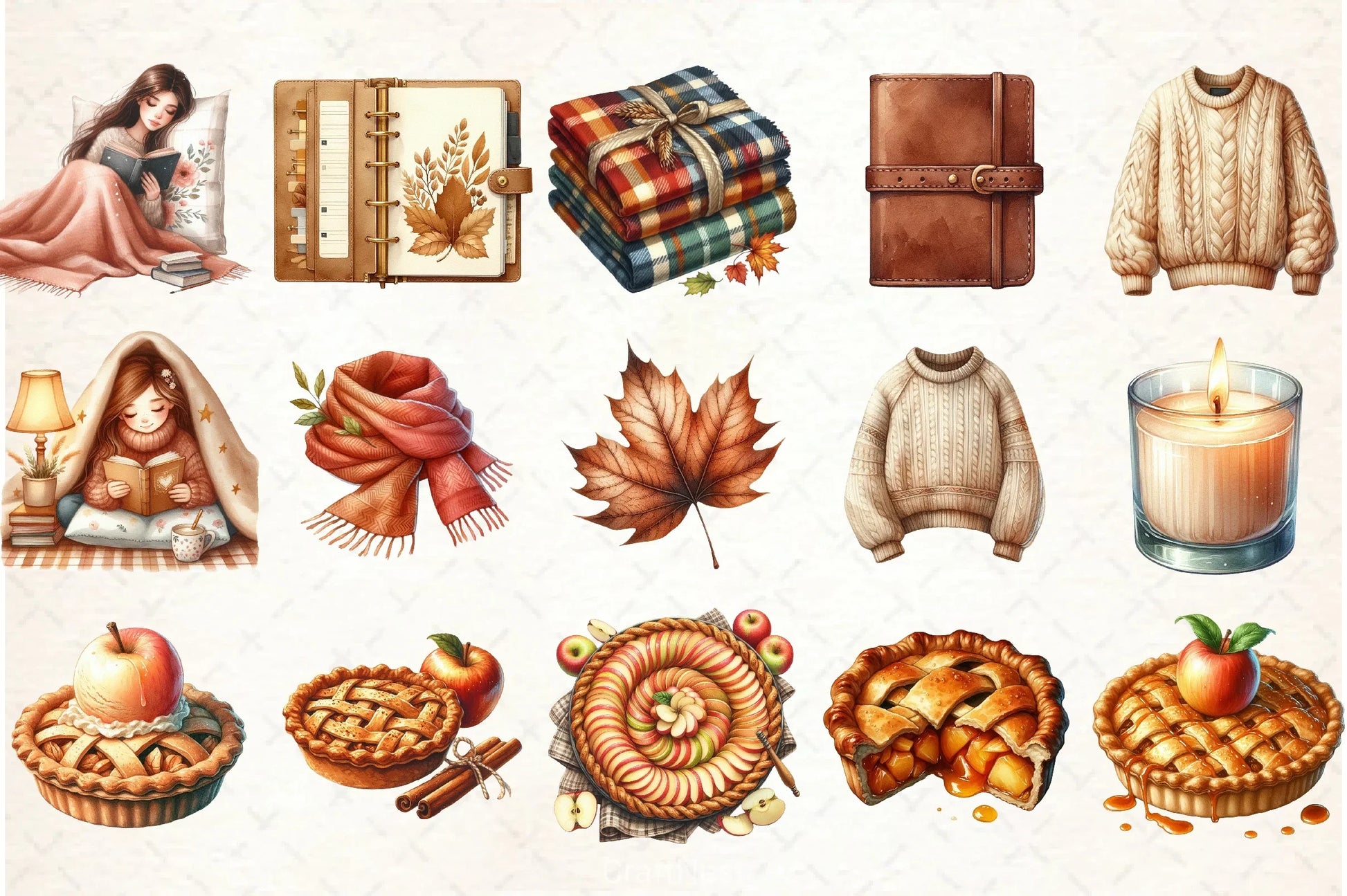 Watercolour Autumn Clipart Bundle - CraftNest - Digital Crafting and Art