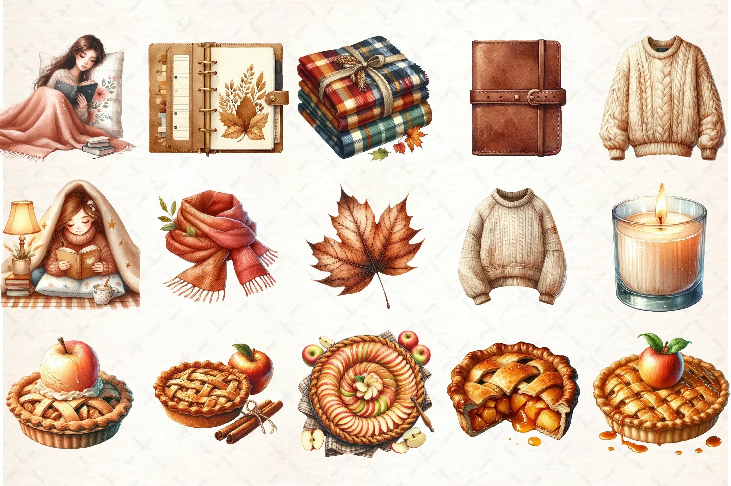 Watercolour Autumn Clipart Bundle - CraftNest - Digital Crafting and Art