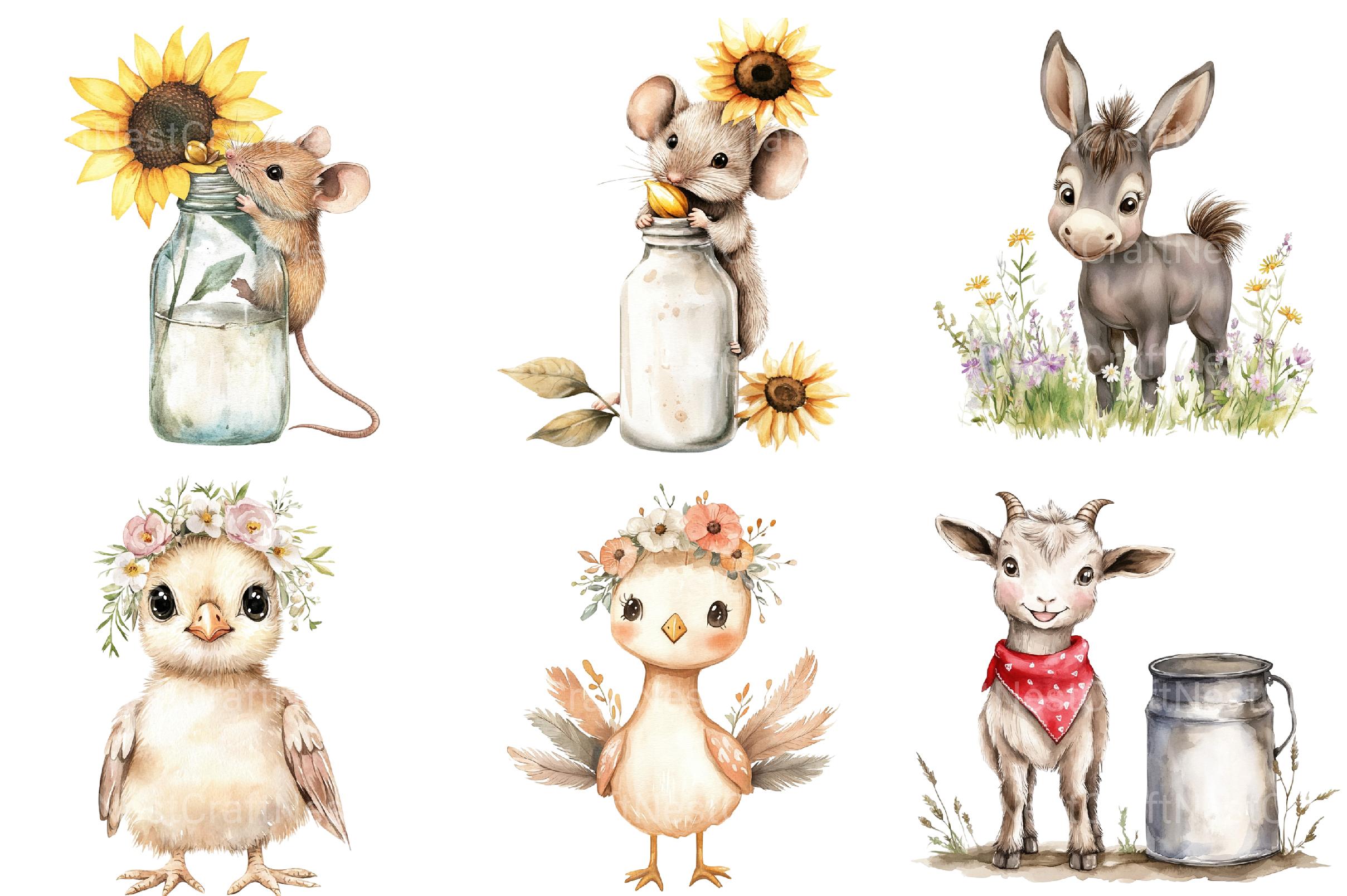 Cute Farm Animals Clipart 1 - CraftNest - Digital Crafting and Art
