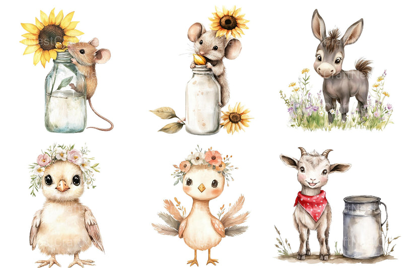 Cute Farm Animals Clipart 1 - CraftNest - Digital Crafting and Art