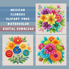 Mexican Flowers Clipart Bundle - CraftNest - Digital Crafting and Art