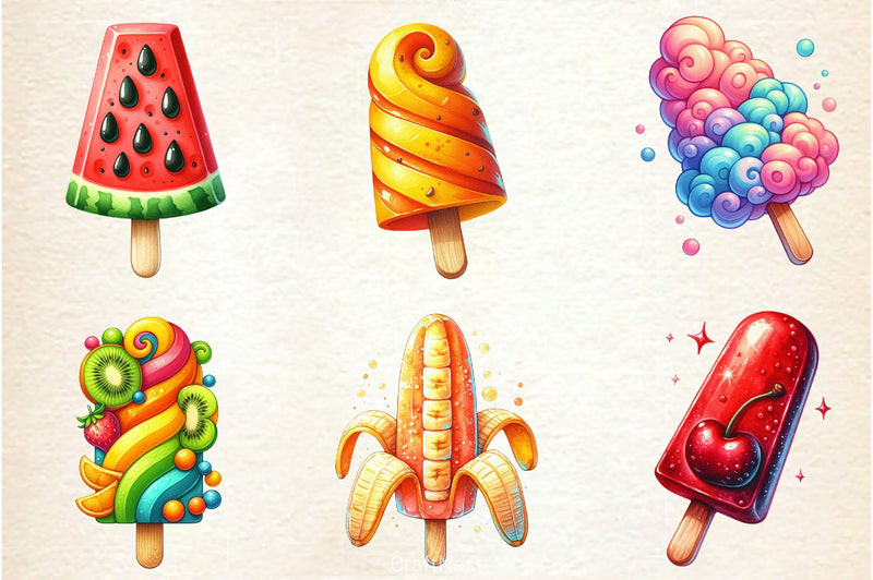 Popsicle Ice Cream For Summer Clipart Bundle - CraftNest - Digital Crafting and Art