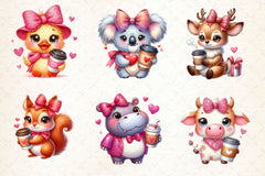 Animals Valentine Coffee Clipart Bundle 2 - CraftNest - Digital Crafting and Art